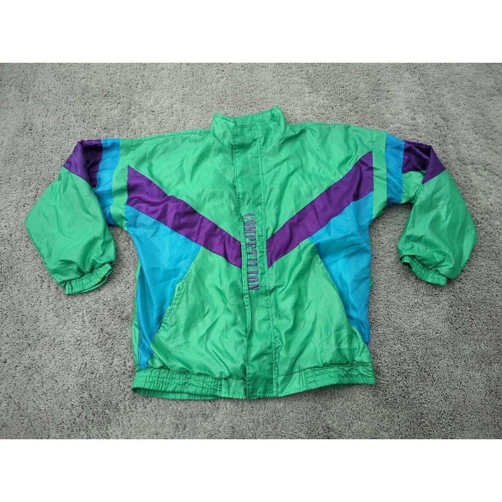 Competition Windbreaker Jacket Mens XL Track Jacket Colorblock 80s Hong Kong